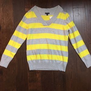Yellow and gray v-neck sweater